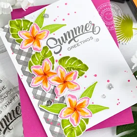 Sunny Studio Stamps: Radiant Plumeria Summer Themed Card by Leanne Wes