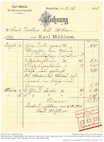 Rechnung des Weißbindermeisters Carl Mühlum aus Bensheim von 1902 über Arbeiten im Innenbereich des Anwesens Darmstädter Straße 50 in Bensheim.