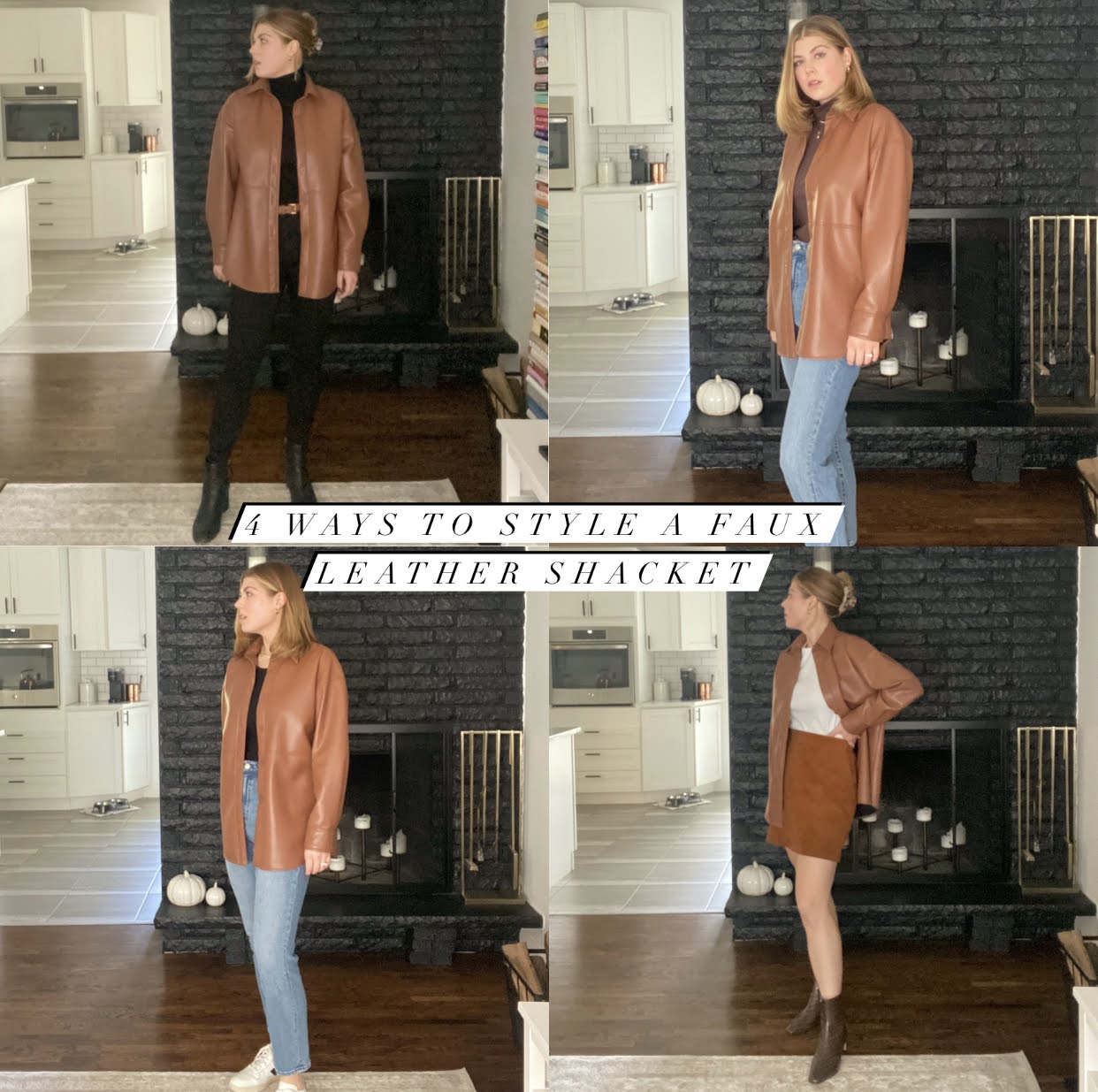 4 ways to style a leather shacket