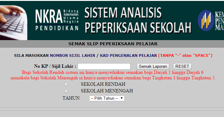 SAPS Ibu Bapa - Sistem Analisis Peperiksaan Sekolah