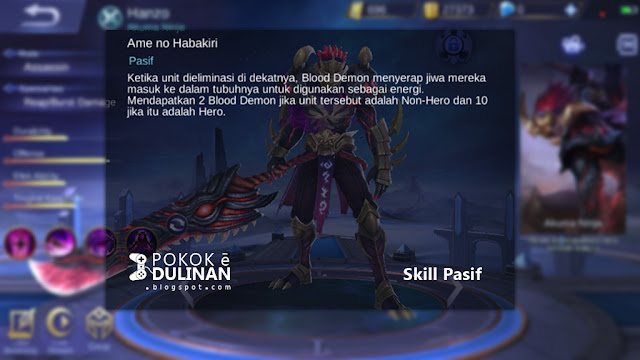 Hero Baru Hanzo Mobile Legend pasif