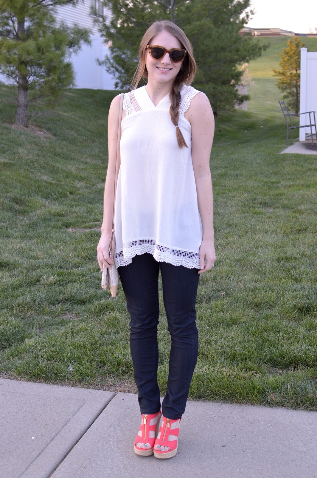 cute outfits for spring with a white top | stella and dot sunglasses | a memory of us | kansas city fashion blog | white tops for spring | what to wear this spring