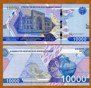 U3 UZBEKISTAN 10000 SOM UNC 2021 (P-W89)