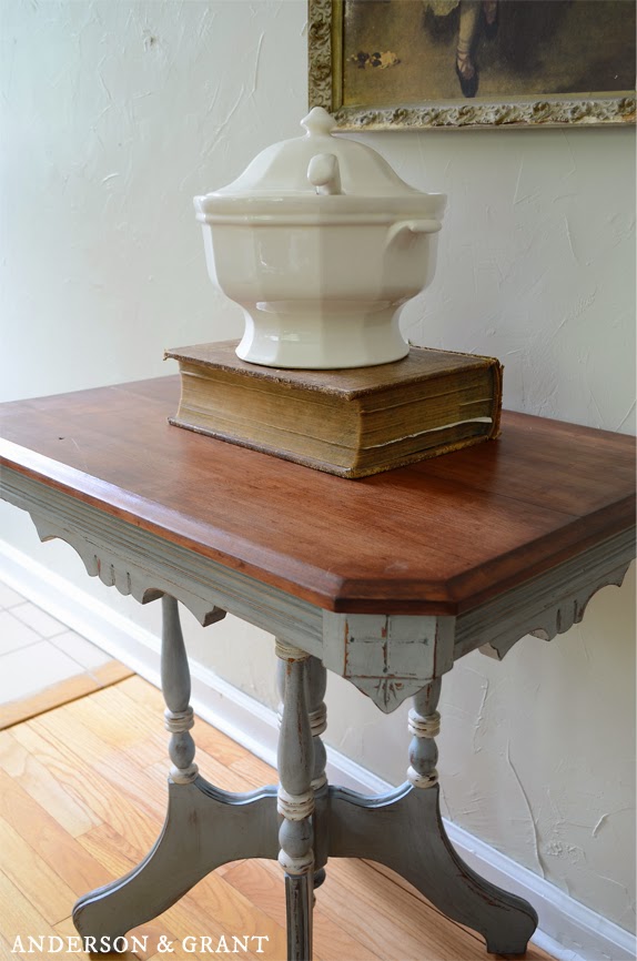 French blue painted and distressed vintage table | www.andersonandgrant.com