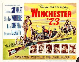 WINCHESTER '73. Title Lobby Card: 36 x 28 cms. Estados Unidos. Arte: Reynold Brown. WINCHESTER 73. Winchester '73. 1950. Estados Unidos. Dirección: Anthony Mann. Reparto: James Stewart, Shelley Winters, Dan Duryea, Stephen McNally, Charles Drake, Millard Mitchell, John McIntire, Jay C. Flippen, Will Geer, Rock Hudson, Tony Curtis, James Best.