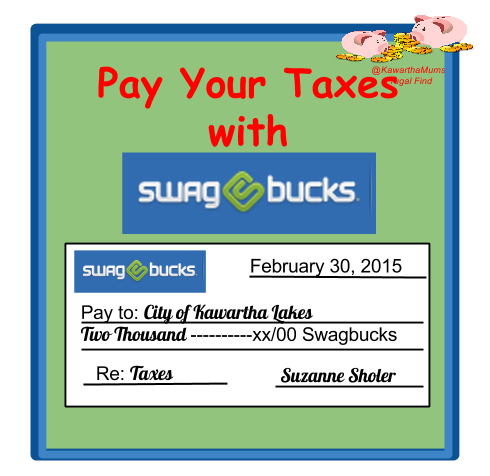 Pay your Kawartha Lakes Taxes Using Swagbucks Cheque made out to City of Kawartha Lakes with Swagbucks