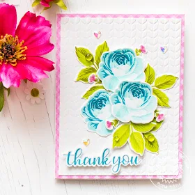 Sunny Studio Stamps: Everything's Rosy Everyday Greetings Thank You Card by Mona Toth