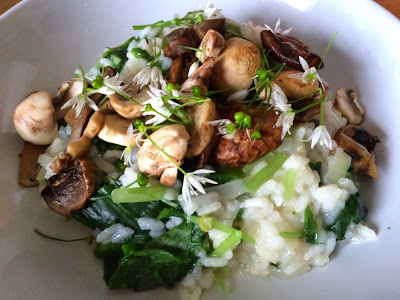 Spring risotto with mushrooms