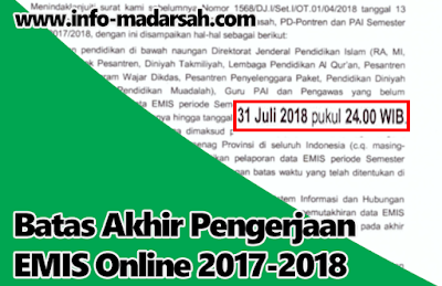 Batas Akhir Pengerjaan EMIS Online 2017-2018