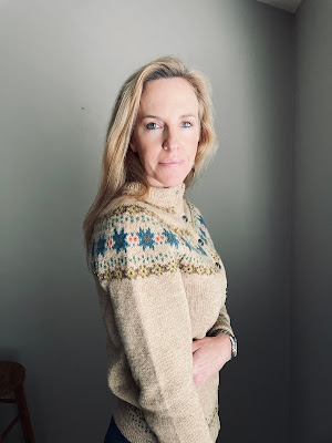 Author wearing a norwegian cardigan