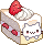 pixel art cat on a cake