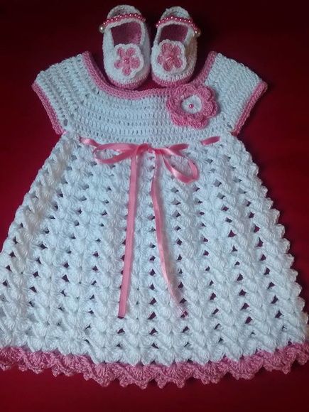 Vestido de Crochê Infantil Rosa