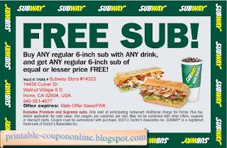 Free Printable Subway Coupons