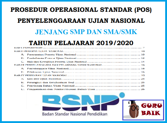 Download POS Ujian Nasional (UNBK / UNKP) Tahun 2020 SMP / Mts Dan SMA / SMK