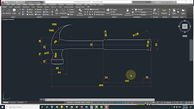 Bài tập AutoCAD 2D - Vẽ mặt cắt dọc cái búa