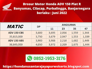 Brosur Motor Honda ADV 150 Plat R Juni 2022