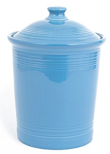 blue ceramic compost crock