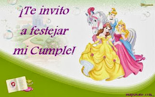 Invitaciones de Cumpleaños, Princesas Disney, modelo 3