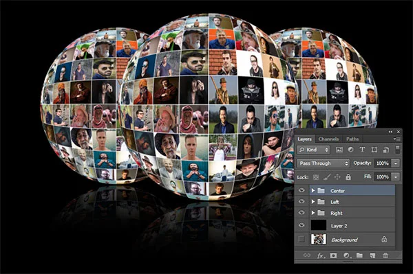 Duplicate the spherical Collage and arrange it to your satisfaction.