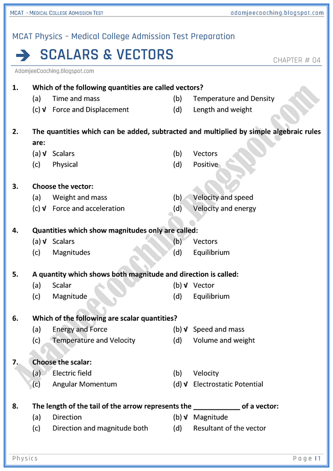 mcat-physics-scalars-and-vectors-mcqs-for-medical-entry-test