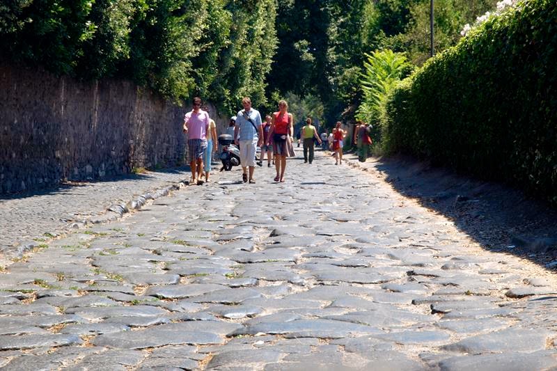 Walking along the original Appian Way.