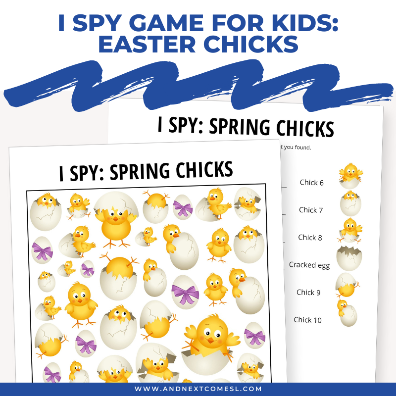 Printable Easter chicks I spy game for kids