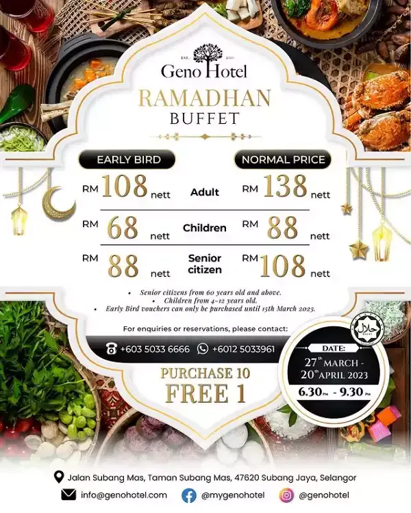 Gambar harga buffet ramadhan 2023 di Geno Hotel