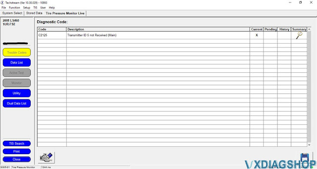 VXDIAG Techstream Register Lexus LS460/LS600 TPMS 12