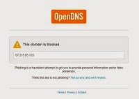 OpenDNS sends your browser to a warning page if you try to visit a malicious site