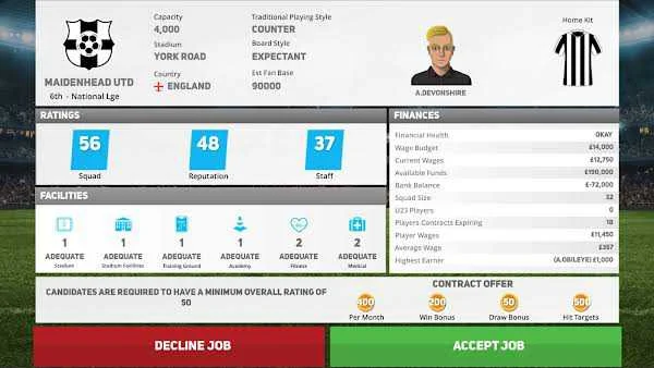 Soccer Director 2021 Mod Apk gameplay