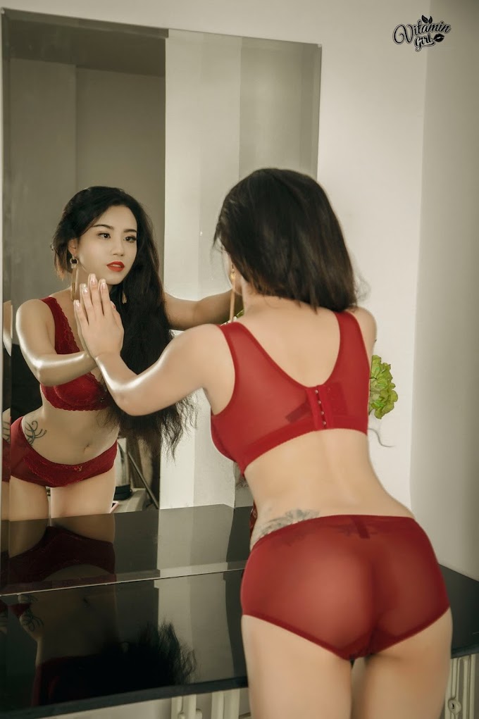 Sexy Vietnam Model Linh MIu Red Lingerie