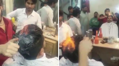 A Barber Using Fire in Pakistan