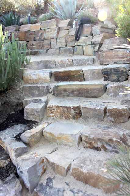 Hillside garden steps made of stone