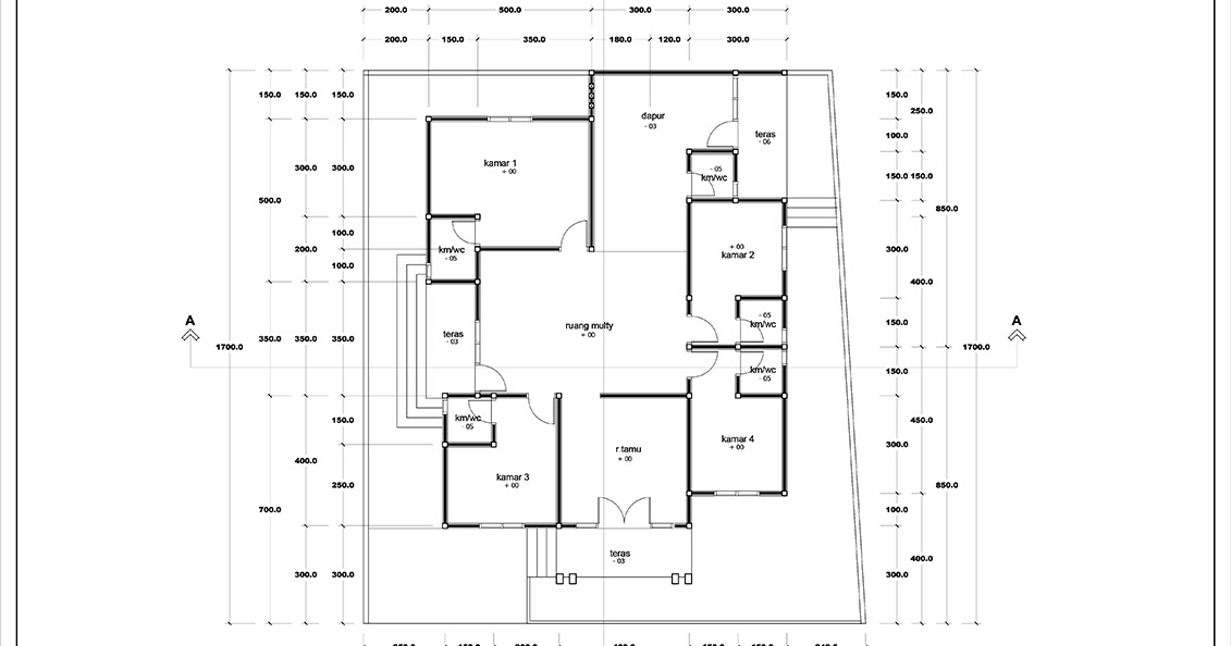 Denah rumah satu lantai luas 134m2 ~ 1000+ Inspirasi 