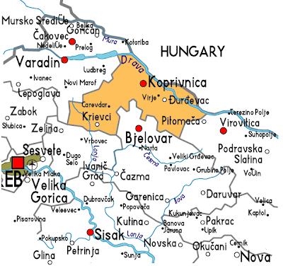 Koprivnica Karta Regionalni Grad Pokrajine