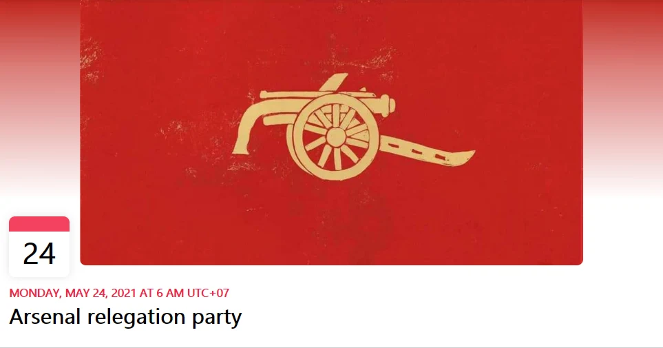 Fan plans relegation party for Arsenal on Facebook