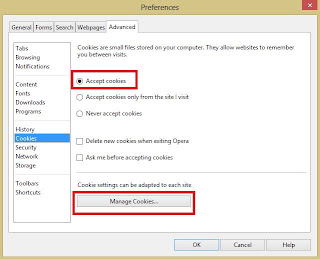 Enable Cookies in opera