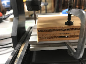 Bit starts at the lower left side of the wood 