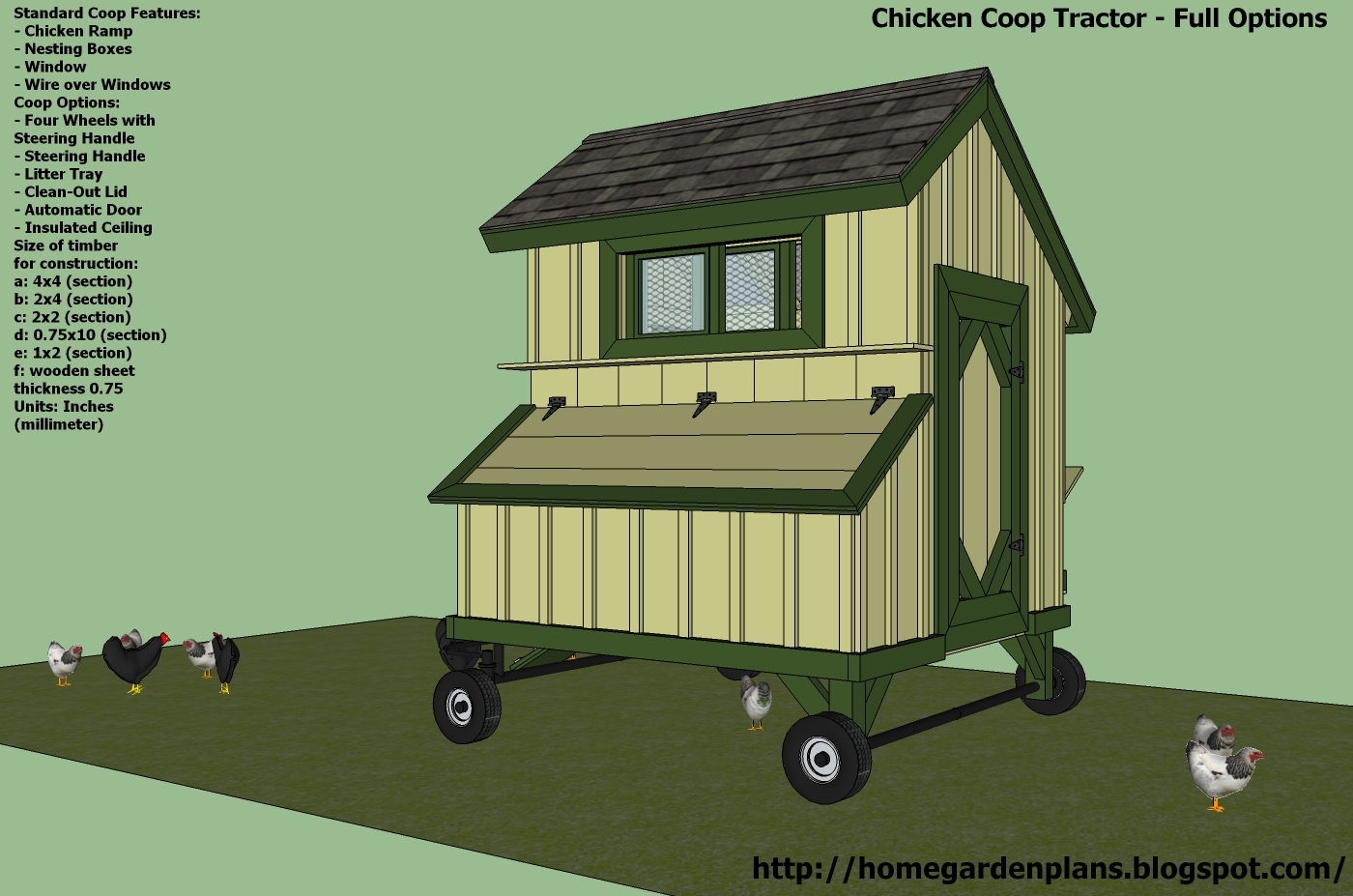 Mobile Chicken Coop Plans T200 - chicken coop tractor