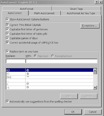 autocorrect in Microsoft Word