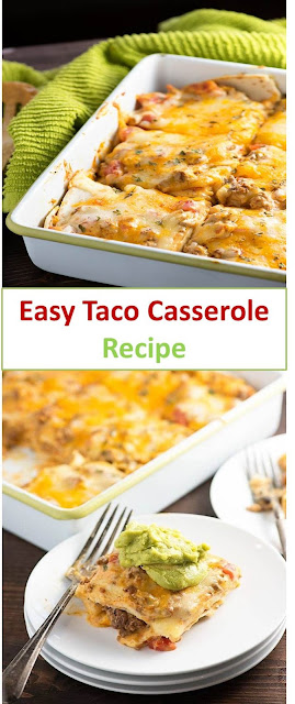 Easy Taco Casserole Recipe #Easy #Taco #Casserole #Recipe #EasyTacoCasseroleRecipe