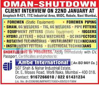 Oman shut down JOb Opportunities - Large vacancies