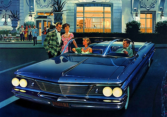 1960 Pontiac Bonneville convertible advertising art at 1036 PM