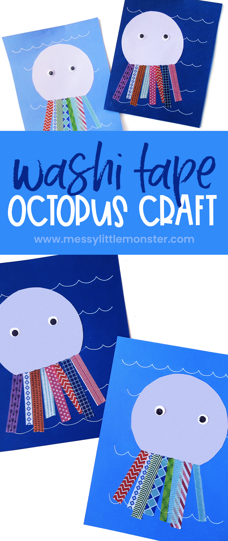 Octopus craft for kids. Washi tape craft. Under the sea craft.