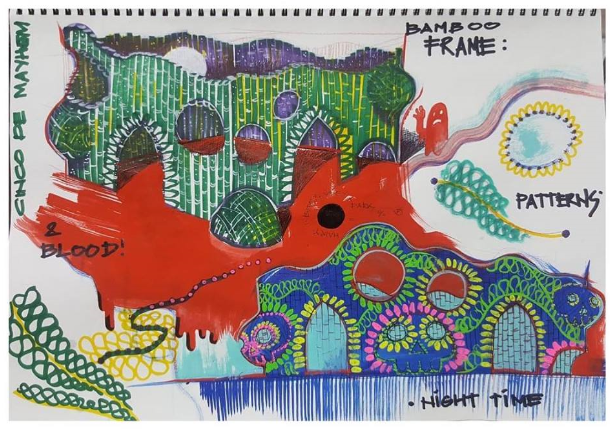 Leeroy New artist's sketch for Cinco De Mayhem Music Festival.