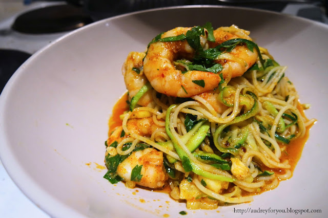 Cajun Shrimp Garlic Butter Zucchini Noodles Pasta Recipe