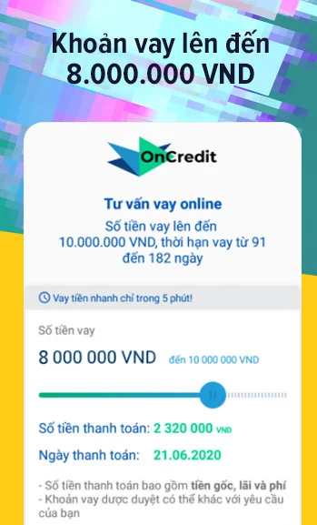 Lãi suất vay OnCredit là bao nhiêu?