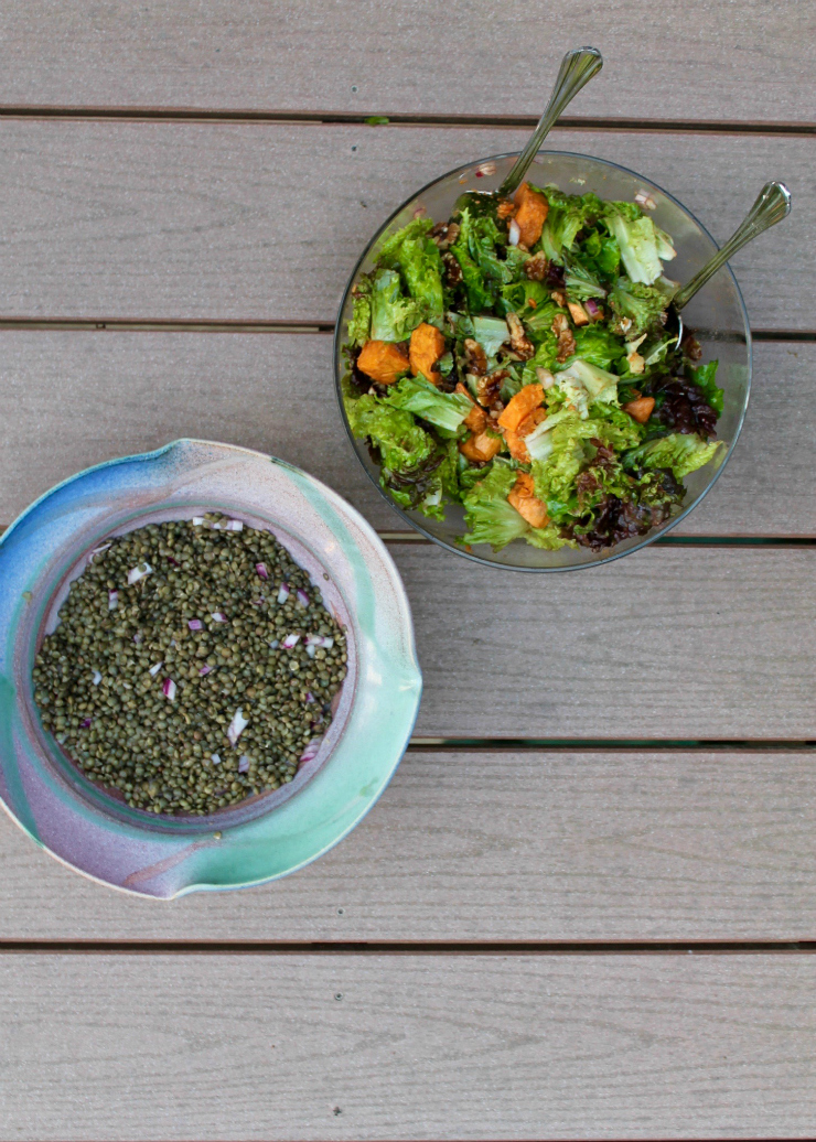 Lentil salad and sweet potato salad - One Day Healthy Food Diary