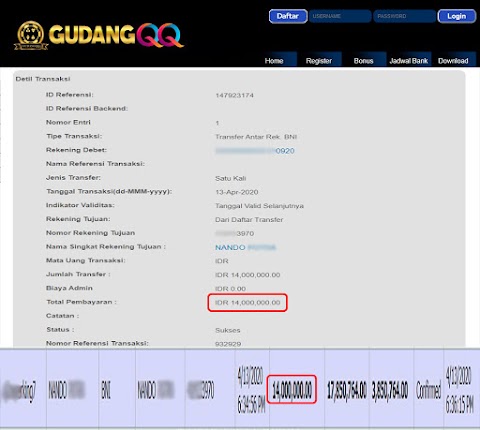 Selamat Kepada Member Setia GudangQQ WD sebesar Rp. 14,000,000.-
