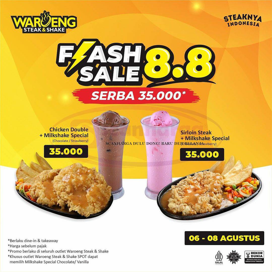 Promo WAROENG STEAK & SHAKE FLASH SALE 8.8 – HARGA SERBA RP. 35.000